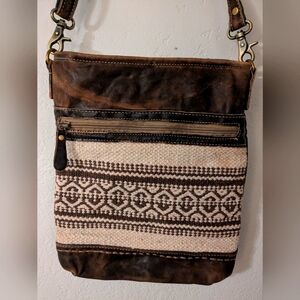 Myra Bag Leather, Canvas and Woven shoulder bag